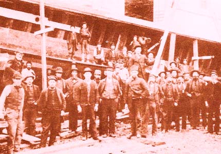 Shipyard in Athens, New York on Hudson River pre-1930