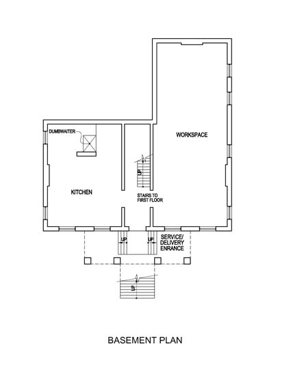 Projected Basement Layout of Anthony Rutgers Livingston House in 1825.